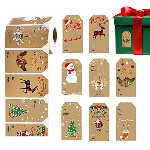 Aufkleber, Frohe Rolle Aufkleber - Schneemann Baum Weihnachtsmann Elch Tags, Umschlag Aufkleber Etikett Scrapbooking von Rolempon