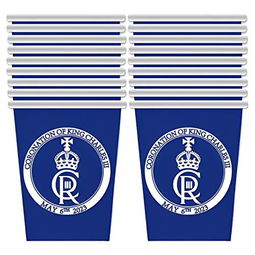 King Charlie Geschirr-Set, King Charles Coronation Pappbecher, Teller und Servietten, Geschirrdekorationen, Souvenir, UK British Royal Supplies für Dekoration von Rolempon