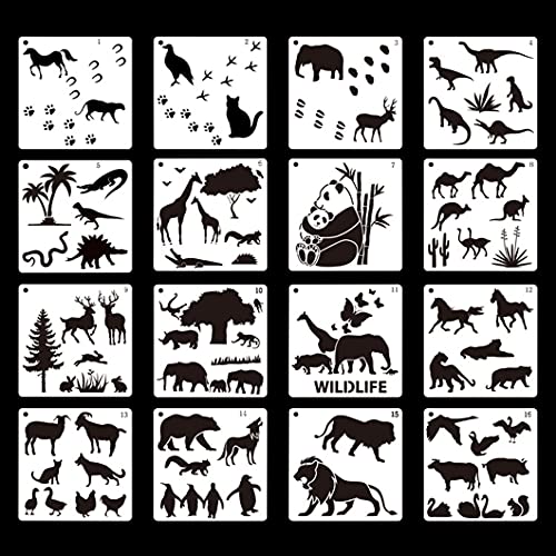 Rolin Roly 16Pcs Tiermalerei Schablone Waldtiere Schablonen Wiederverwendbare Kamel Kunststoff Zeichnung Vorlage Panda Tiere Malschablonen DIY Handwerk Rolin Roly 16Pcs Tiermalerei Schablone Waldtiere Schablonen Wiederverwendbare Kamel Kunststoff Zeichnung Vorlage Panda Tiere Malschablonen DIY Handwerk von Rolin Roly