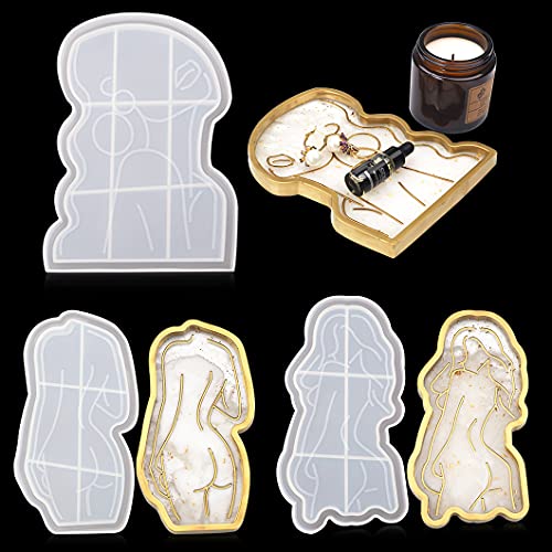 Rolin Roly 3 Pcs Seifenschale Silikonformen Epoxidharz Formen Harz Silikonformen Unregelmäßig Untersetzer Silikonform für DIY Schmuck Halter Basteldekorationen (3 pcs women body coaster molds) von Rolin Roly