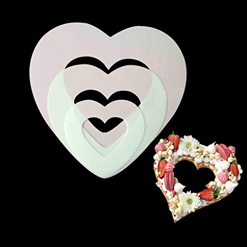 Rolin Roly 3PCS Herzform Kuchen Schablonen Große PlastikSchablone Herz Kuchen dekorieren Formen DIY Backzubehör Tortendeko für Obst Hochzeit Geburtstag Party Dekoration von Rolin Roly