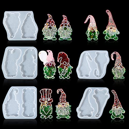 Rolin Roly 5PCS Weihnachtsmann Silikonform Weihnachts Epoxidharz Anhänger Formen Harz Gießform mit Loch DIY Handwerk Harzgussformen für Ornament Dekoration von Rolin Roly