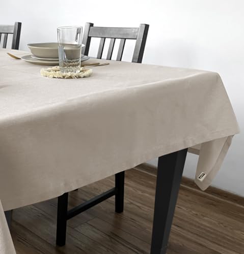 Rollmayer Hersteller Tischdecke Tischtuch Tischwäsche Gastronomie Kollektion Velvet Uni einfarbig pflegeleicht waschbar(Beige 104, 140x240cm) Größe & 5 Farben wählbar, für Wohnungen und Hotels von Rollmayer