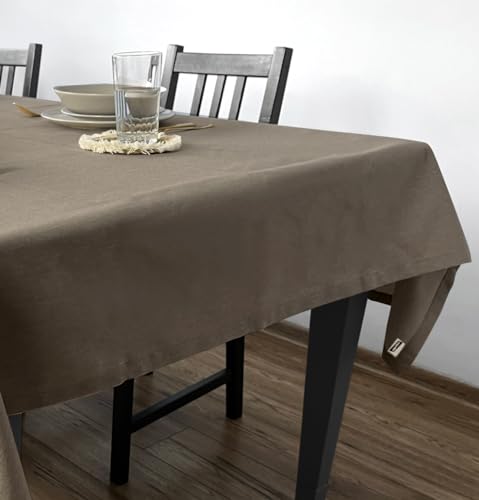 Rollmayer Hersteller Tischdecke Tischtuch Tischwäsche Gastronomie Kollektion Velvet Uni einfarbig pflegeleicht waschbar(Braun 273, 140x240cm) Größe & 5 Farben wählbar, für Wohnungen und Hotels von Rollmayer