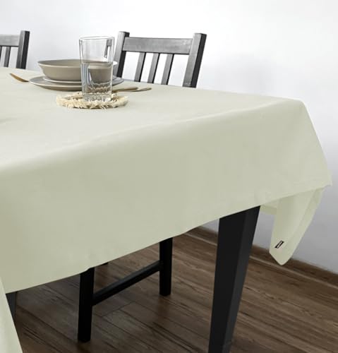 Rollmayer Hersteller Tischdecke Tischtuch Tischwäsche Gastronomie Kollektion Velvet Uni einfarbig pflegeleicht waschbar(Creme 163, 140x250cm) Größe & 5 Farben wählbar, für Wohnungen und Hotels von Rollmayer