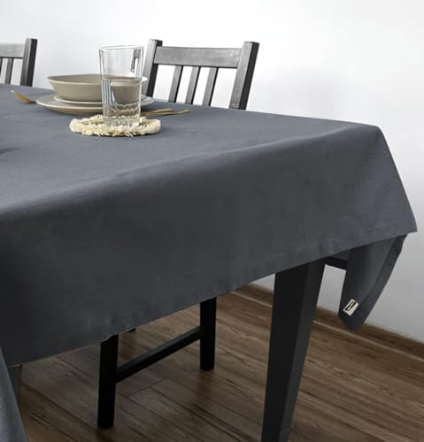 Rollmayer Hersteller Tischdecke Tischtuch Tischwäsche Gastronomie Kollektion Velvet Uni einfarbig pflegeleicht waschbar(Grafit 219, 140x250cm) Größe & 5 Farben wählbar, für Wohnungen und Hotels von Rollmayer