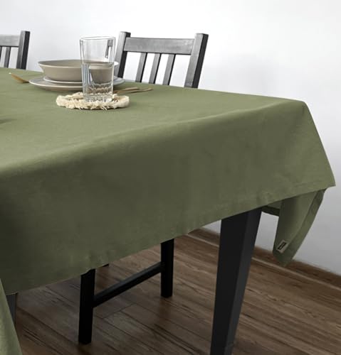 Rollmayer Hersteller Tischdecke Tischtuch Tischwäsche Gastronomie Kollektion Velvet Uni einfarbig pflegeleicht waschbar(Olivgrün 21, 140x300cm) Größe & 5 Farben wählbar, für Wohnungen und Hotels von Rollmayer