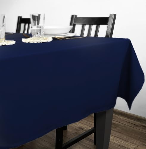 Rollmayer Tischdecke Tischtuch Tischwäsche Gastronomie Kollektion Vivid Uni einfarbig pflegeleicht waschbar 21 Farben zur Auswahl, Produkt für den täglichen Gebrauch(Dunkel Blau 16, 140x140cm) von Rollmayer