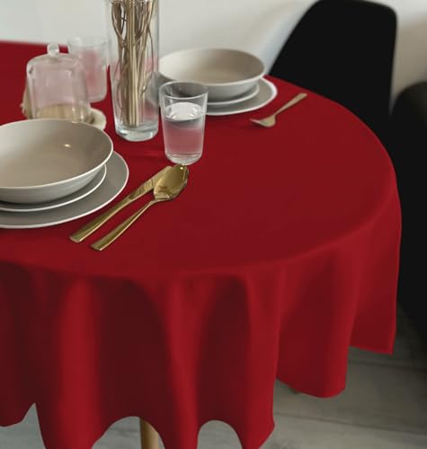 Rollmayer Tischdecke Tischtuch Tischwäsche Gastronomie Kollektion Vivid Uni einfarbig pflegeleicht waschbar 21 Farben zur Auswahl, Produkt für den täglichen Gebrauch(Rot 12, Oval 140x260cm) von Rollmayer