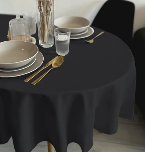 Rollmayer Tischdecke Tischtuch Tischwäsche Gastronomie Kollektion Vivid Uni einfarbig pflegeleicht waschbar 21 Farben zur Auswahl, Produkt für den täglichen Gebrauch(Schwarz 34, Oval 120x180cm) von Rollmayer