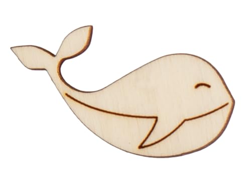 10 Holzfiguren Wale Größe wählbar Deko Wal Moby Dick Tiere Ozean Formen zum Bemalen Dekorieren, 3 x 2 x 0,3 cm (B x H x T) von RomaLab