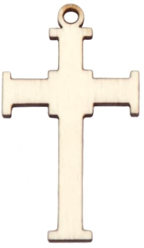 10 Holzkreuze in verschiedenen Größen mit Loch, Anhänger, religiöse Symbole, Kreuzformen, 2,3 x 4 cm (B x H), Dicke 3 mm von RomaLab