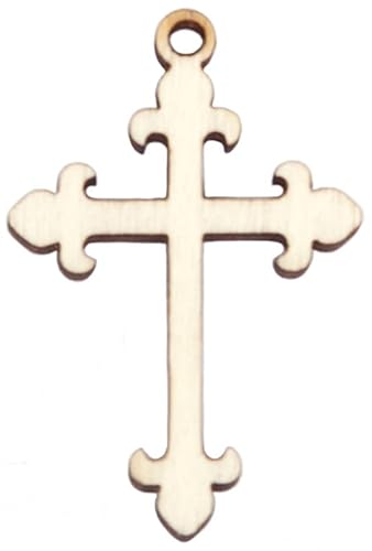 10 Holzkreuze in verschiedenen Größen mit Loch Anhänger zum Dekorieren Religiöse Symbole Kreuz, 2 x 3 cm (B x H), Dicke 3 mm von RomaLab