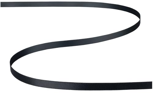 22 Meter Satinband Breite 6 mm Farbe Schwarz Ripsbänder einfarbig von RomaLab