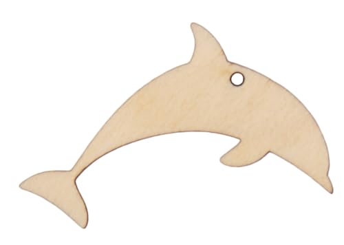 Delphin Silhouette aus Holz Größe wählbar Deko Anhänger Delfine Tiere Formen zum Bemalen Meer, 30 x 25,1 x 0,3 cm (B x H x T) von RomaLab