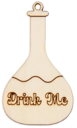 Drink Me Holzfigur aus Holz mit Loch, Anhänger zum Aufhängen, 20,9 x 36 x 0,3 cm (B x H x T) von RomaLab