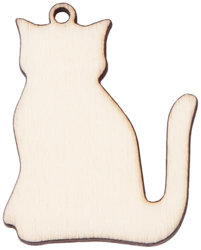 Holzfigur Katze mit Loch Größe wählbar Deko Katzen Anhänger zum Aufhängen Gastgeschenk Mici 5,5 x 7 cm von RomaLab