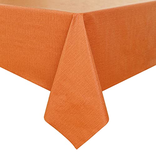 Romanstile Herbst Tischdecke Mitteldecke 80x80 PVC 350GSM abwaschbar Orange outdoor wetterfest Wachstischdecke modern Wasserdicht Table Cloth Deko für Autumn Fall Gartentisch,Garten,Couchtisch,Draußen von Romanstile