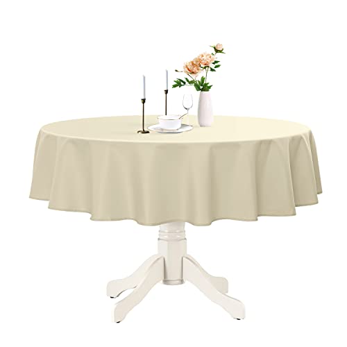 Romanstile Runde Tischdecke, wasserdicht, schmutzabweisend, waschbar, Polyester, dekorative Tischdecke für Küche/Esszimmer/Hochzeit/Partys (Khaki, 274 cm) von Romanstile