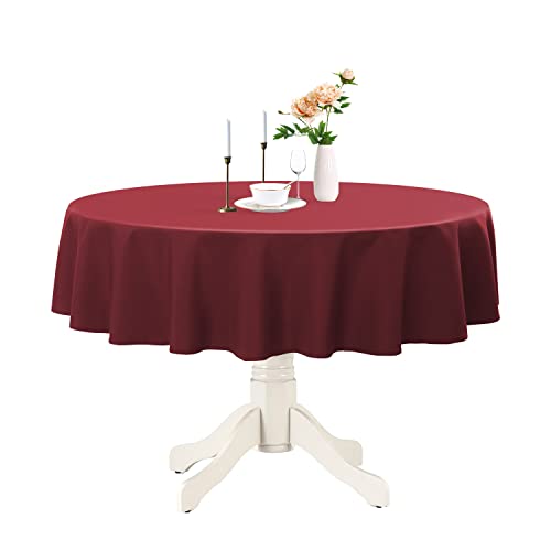 Romanstile Runde Weihnachtstischdecke Tischtuch – wasserdicht, schmutzabweisend, waschbar, Polyester-Tischdecken, dekorative Tischdecke für Küche/Esszimmer/Hochzeit/Partys (Burgunderrot, 178 cm) von Romanstile