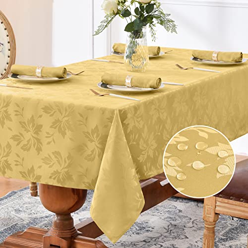 Romanstile Tischdecke 80x80 cm Mitteldecke Silvester Gold abwaschbar Weihnachten quadratisch Luxuriös Jacquard-Damast wasserabweisend Festliche Tischtuch Table Cloth für Geburtstag,Feste,Party von Romanstile