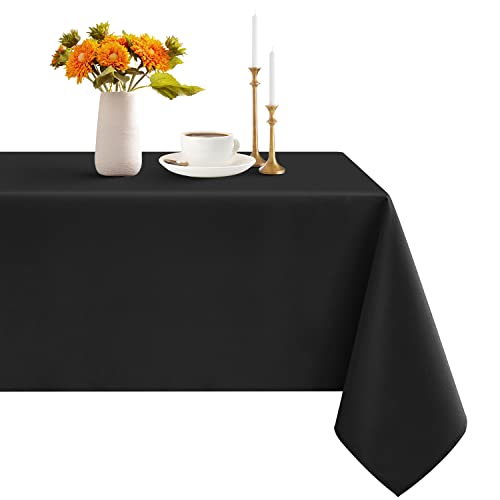 Romanstile Tischdecke Mitteldecke 100x100 cm schwarz abwaschbar wasserabweisend Table Cloth Tischtuch Tischdecken für Garten, Hochzeit,Restaurant,Cafe,Draußen,Balkon,Terrasse,Outdoor,runde Tisch von Romanstile