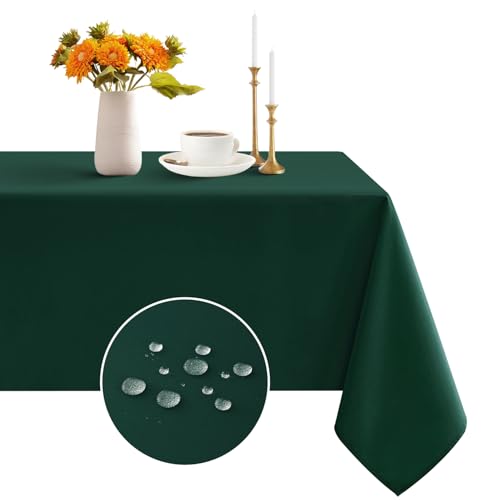 Romanstile Tischdecke Weihnachten grün 140x180 abwaschbar,wasserabweisend Tischtuch Table Cloth Tischwäsche Weihnachtsdeko für Christmas,Party,Geburtstag,Garten,Esstisch,Silvester,Restaurant,Hotel von Romanstile