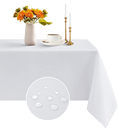 Romanstile Tischdecke Weihnachten weiß 140x180 abwaschbar,wasserabweisend und schmutzabweisend Tischtuch Table Cloth Tischwäsche für Geburtstag,Party,Hochzeit,Garten,Esstisch,Outdoor,Restaurant,Hotel von Romanstile