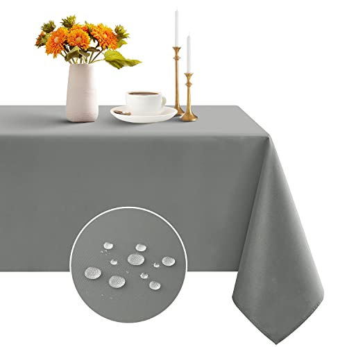 Romanstile Tischdecke abwaschbar grau 240 x 140 cm wasserabweisend Tischtuch Tablecloth Tischwäsche Moden Deko für Winter,Herbst,Party,Esszimmer,Weihnachten,Outdoor,Geburtstag,Abendessen,Feste,Hotel von Romanstile