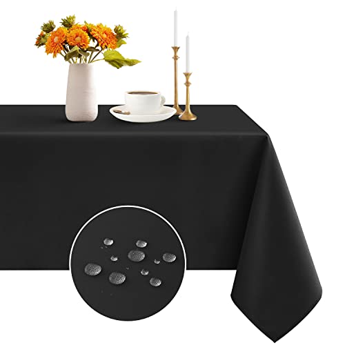 Romanstile Tischdecke abwaschbar schwarz 140x180 wasserabweisend Tischtuch Table Cloth Deko für Galadinner, Hochzeit,Empfänge oder Bankette,Halloween,Cocktail-Abende,Themenpartys und Events,Restaurant von Romanstile