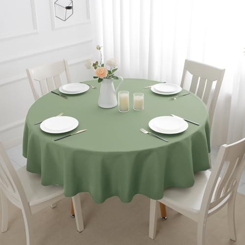 Romanstile Tischdecke rund 140 cm grün Oster und Frühing abwaschbar und wasserabweisend Tischtuch Tischwäsche Table Cloth für Party,Balkon,Esszimmer,Garten,Outdoor,Draußen von Romanstile