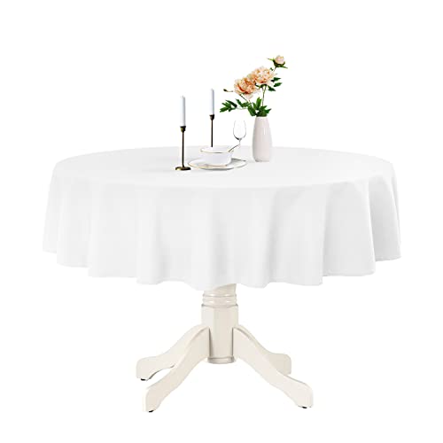 Romanstile Tischdecke rund 140 cm Weiss abwaschbar und wasserabweisend Weihnachten Tischtuch Tischwäsche Table Cloth für Party,Cafe,Restaurant,Hotel,Esszimmer,Garten,Outdoor,Draußen,für 4 Personen von Romanstile