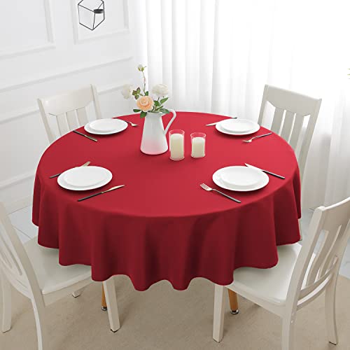 Romanstile Tischdecke rund 160 cm rot abwaschbar und wasserabweisend Weihnachten Tischtuch Tischwäsche Table Cloth für Party,Cafe,Restaurant,Esszimmer,Garten,Outdoor,Draußen,4-6 Personen geeignet von Romanstile