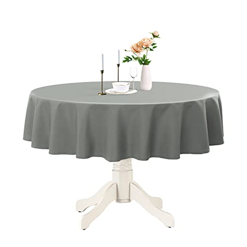 Romanstile Tischdecke rund 180 cm grau abwaschbar und wasserabweisend Weihnachten Tischtuch Tischwäsche Table Cloth für Weihnachten,Cafe,Restaurant,Esszimmer,Garten,Outdoor,Draußen,Winter,Herbst von Romanstile