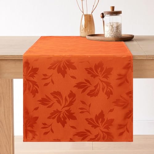 Romanstile Tischläufer Herbst Orange Blumen Jacquard 40 x 180 cm Moderne abwaschbare Tischlaufer Tischdecke Ideale Dekoration für Esstisch Party Küche Wohnzimmer Autumn Halloween Oktoberfest von Romanstile