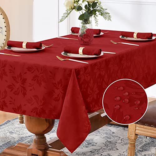 Romanstile Weihnachtstischdecke 12-18 Plätze, rot, schmutzabweisend, 350 x 150 cm, rechteckig, Jacquard-Tischdecken, dekorative Tischdecke, ideal für Couchtisch, Esszimmer, Party, Neujahr, im Freien von Romanstile