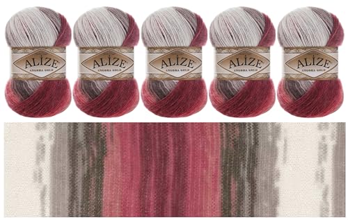 Alize Angora Gold Batik 5 x 100g | 80% Polyacryl 20% Wolle | Winterwolle Häkelgarn mehrfarbig Farbwahl (5, 1984) von Rome Yarn