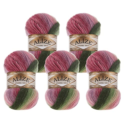 Alize Angora Gold Batik 5 x 100g | 80% Polyacryl 20% Wolle | Winterwolle Häkelgarn mehrfarbig Farbwahl (5, 2527) von Rome Yarn