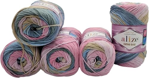 Alize Cotton Gold Batik 5 x 100g Wolle 55% Baumwolle 45% Acryl (5, 2970) von Rome Yarn