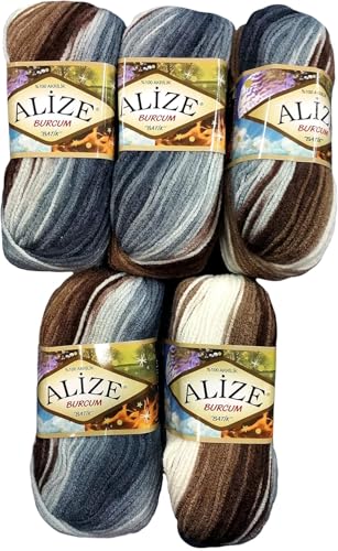 Alize Cotton Gold Batik 5 x 100g Wolle 55% Baumwolle 45% Acryl (5, 5742) von Rome Yarn