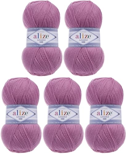 Alize Lanagold 800 (5 x 100g/800m) Türkische Wolle Strickgarn für Häkeln, Stricken und Basteln, sehr feines Gewicht, weich, (5 Knäuel, 28) von Rome Yarn