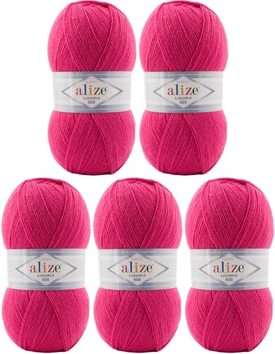 Alize Lanagold 800 (5 x 100g/800m) Türkische Wolle Strickgarn für Häkeln, Stricken und Basteln, sehr feines Gewicht, weich, (5 Knäuel, 798) von Rome Yarn