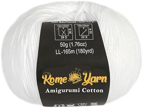 Rome Yarn Amigurumi Cotton Garn | #2 Fein Wolle | 50g | 50% Baumwolle, 50% Acryl | Baumwollgarn für Stricken und Häkeln (1, 10) von Rome Yarn