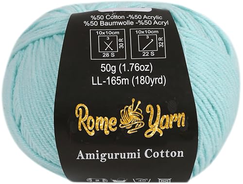 Rome Yarn Amigurumi Cotton Garn | #2 Fein Wolle | 50g | 50% Baumwolle, 50% Acryl | Baumwollgarn für Stricken und Häkeln (1, 24) von Rome Yarn