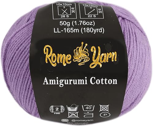 Rome Yarn Amigurumi Cotton Garn | #2 Fein Wolle | 50g | 50% Baumwolle, 50% Acryl | Baumwollgarn für Stricken und Häkeln (1, 28) von Rome Yarn