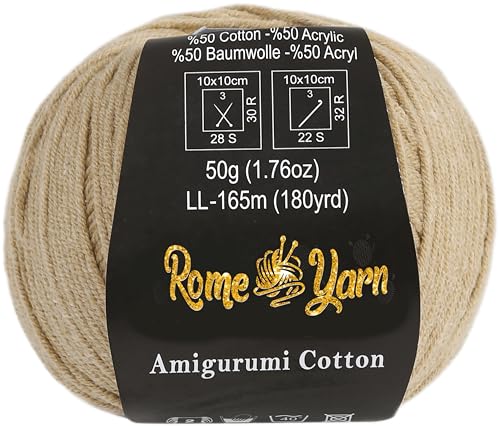 Rome Yarn Amigurumi Cotton Garn | #2 Fein Wolle | 50g | 50% Baumwolle, 50% Acryl | Baumwollgarn für Stricken und Häkeln (1, 33) von Rome Yarn