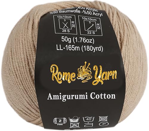 Rome Yarn Amigurumi Cotton Garn | #2 Fein Wolle | 50g | 50% Baumwolle, 50% Acryl | Baumwollgarn für Stricken und Häkeln (1, 34) von Rome Yarn