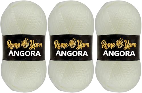 Rome Yarn Angora Garn | #2 Fein, Sport (USA), 4-fach (UK) | Handstricken | weiches Garn | Häkeln und Stricken | Angora Wolle (3 Knäuel, 25) von Rome Yarn