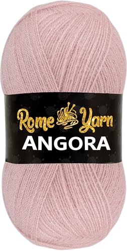 Rome Yarn Angora Garn | #2 Fein, Sport (USA), 4-fach (UK) | Mohair Wolle zum Häkeln und Stricken (1, 776 Light Pink) von Rome Yarn