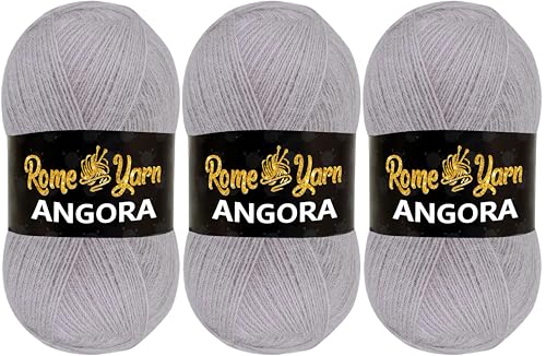 Rome Yarn Angora Garn | #2 Fein, Sport (USA), 4-fach (UK) | Mohair Wolle zum Häkeln und Stricken (3, 709 Light Lilac) von Rome Yarn